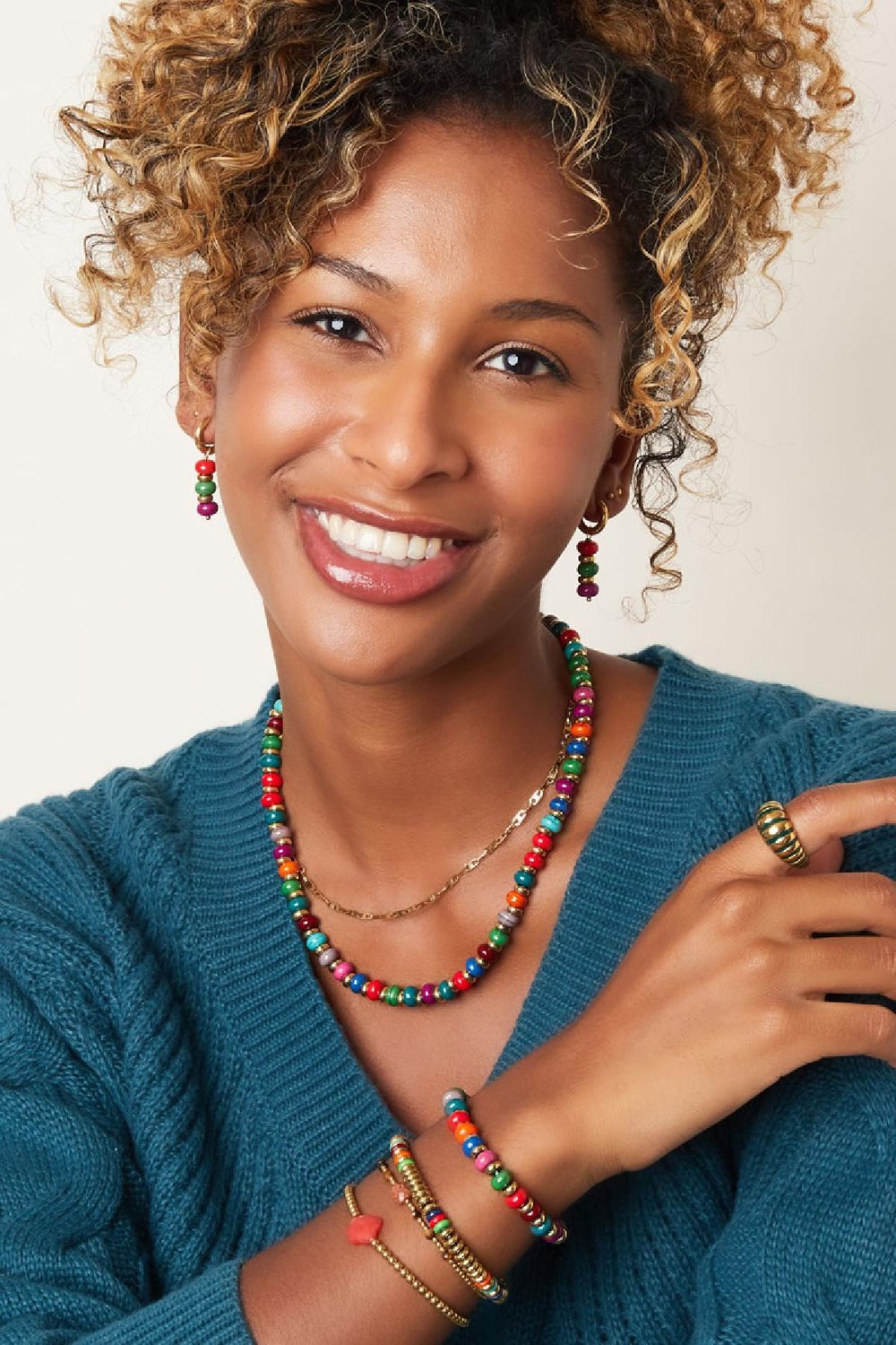 Armband farbige Steine Multi Edelstahl h5Bild4